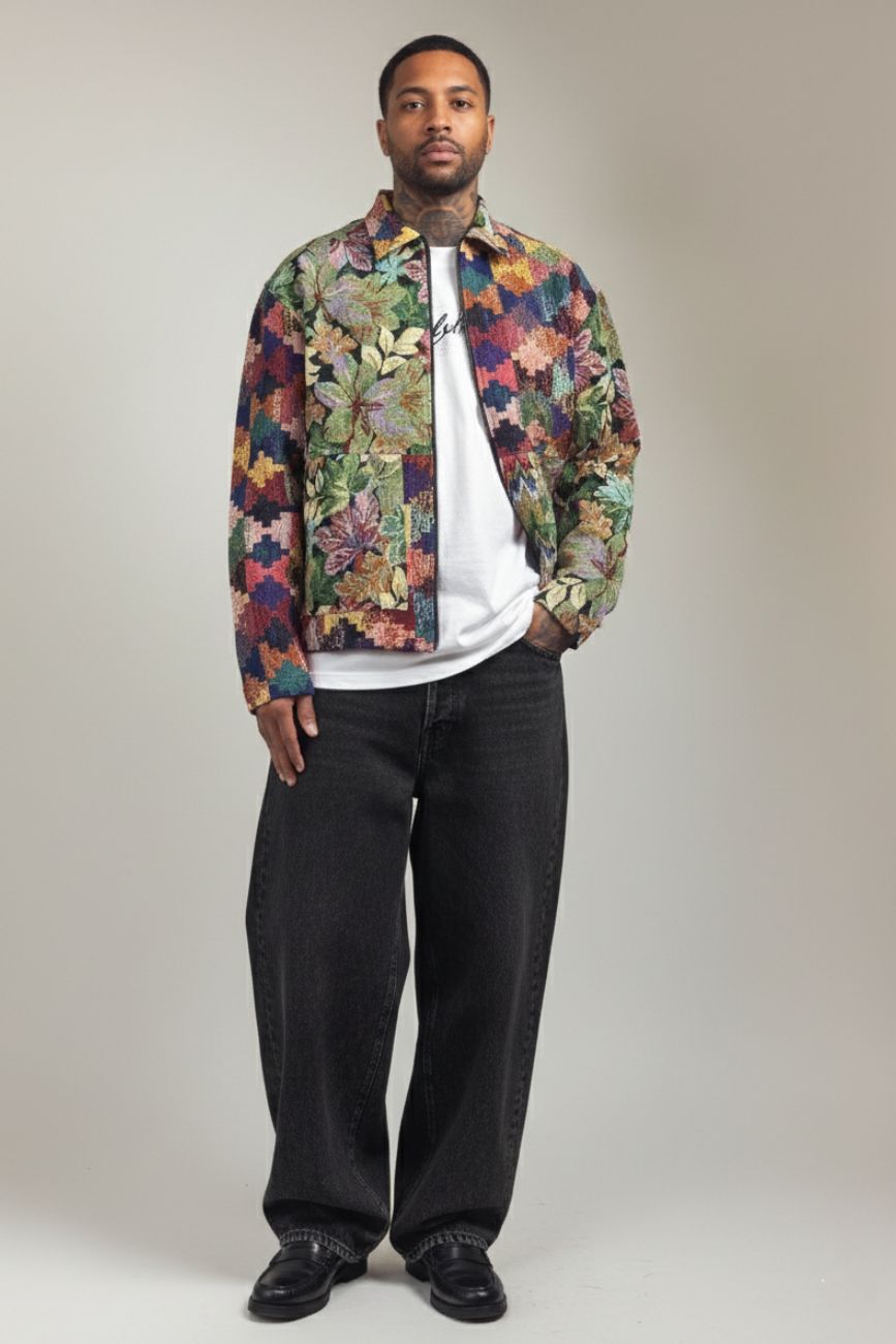 Flowers are dope // Jacquard Bomber Jacket