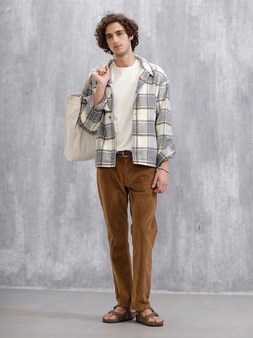 Corduroy Straight Fit Trousers | Khakhi