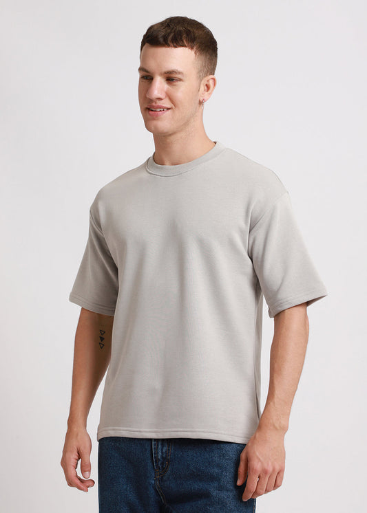 Pale Gray Plain Oversized Basic T-shirt