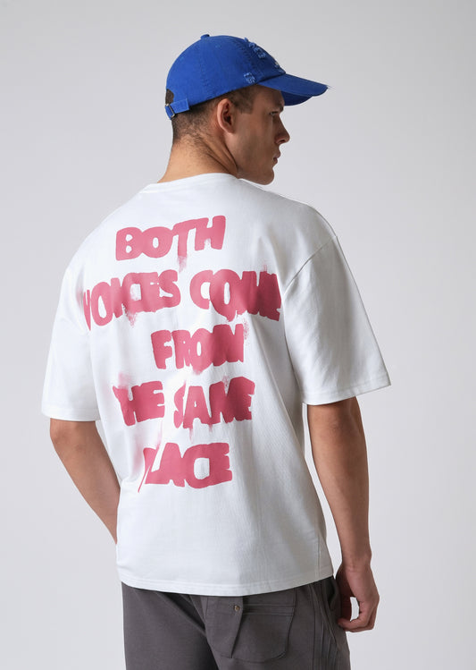 Typography White Oversized T-shirt