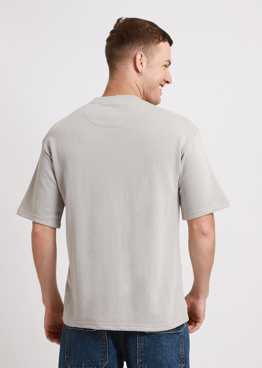 Pale Gray Plain Oversized Basic T-shirt