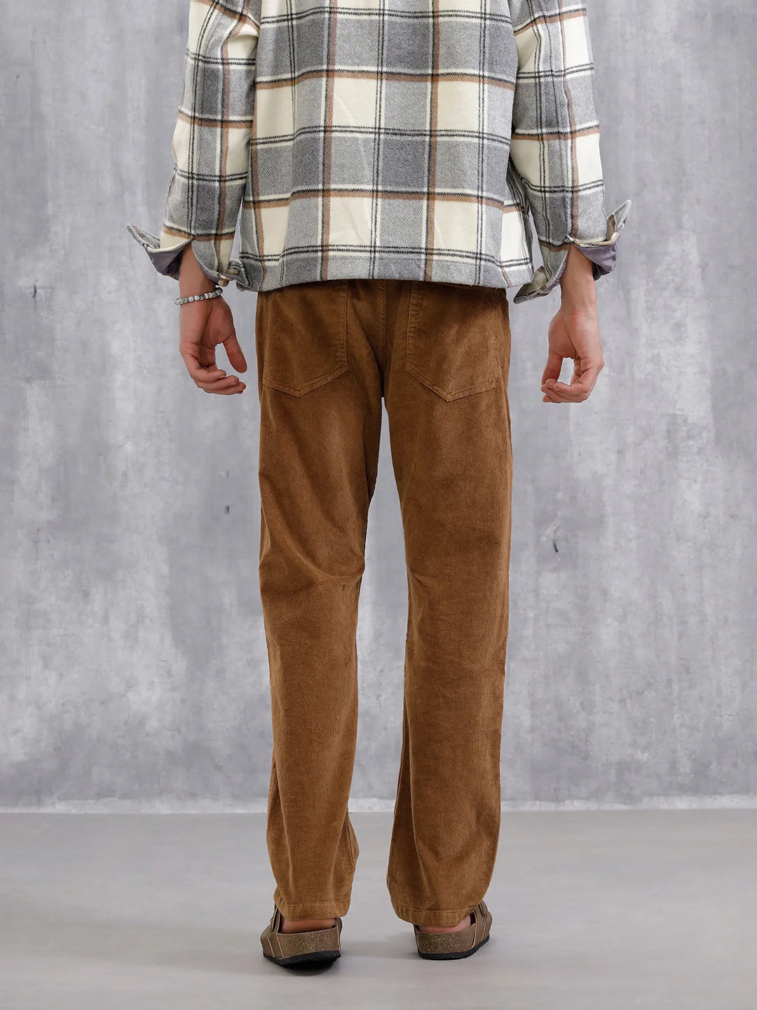 Corduroy Straight Fit Trousers | Khakhi