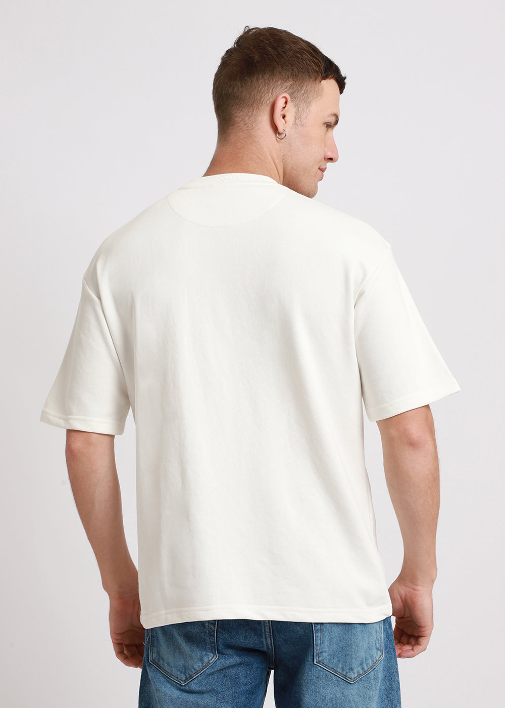 Merino White Plain Oversized Basic T-shirt