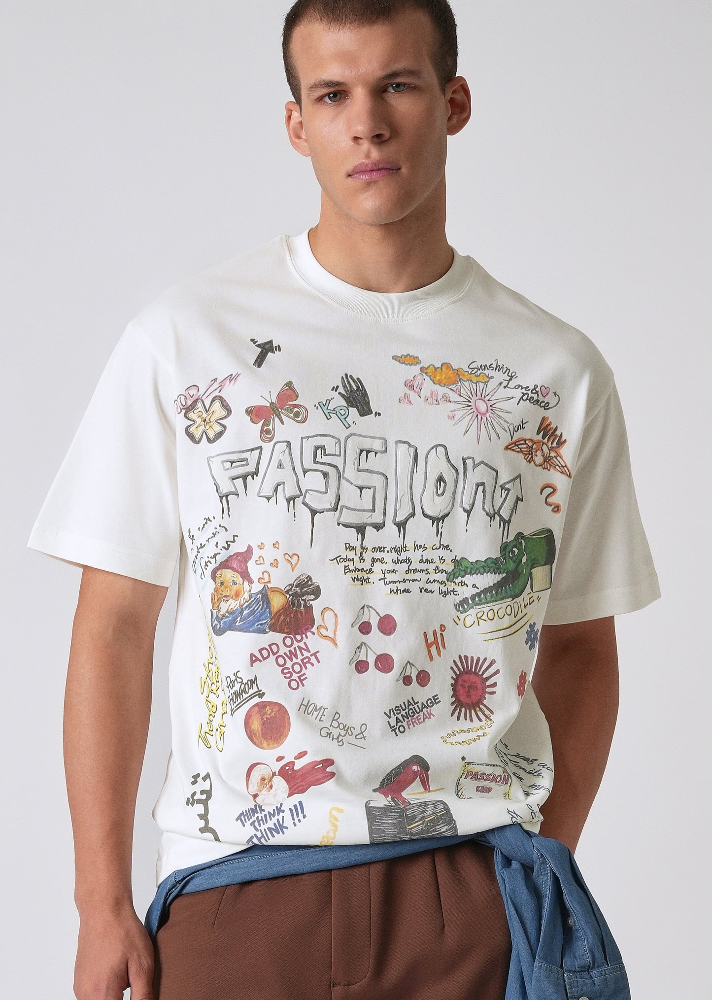 Passion White Printed Oversized T-shirt