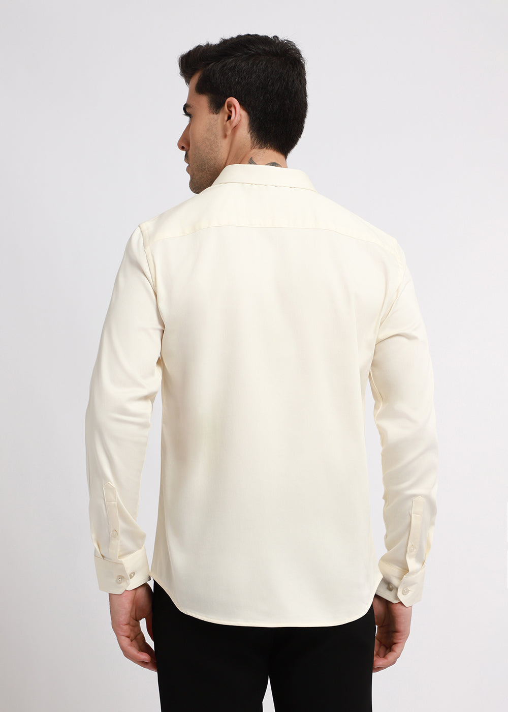 Cream Plain Satin Shirt
