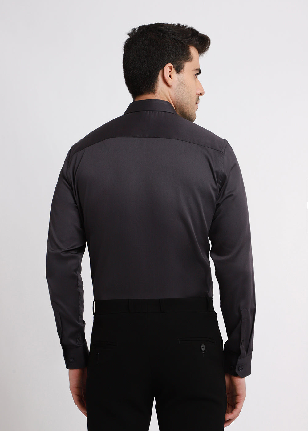 Quarry Gray Plain Satin Shirt