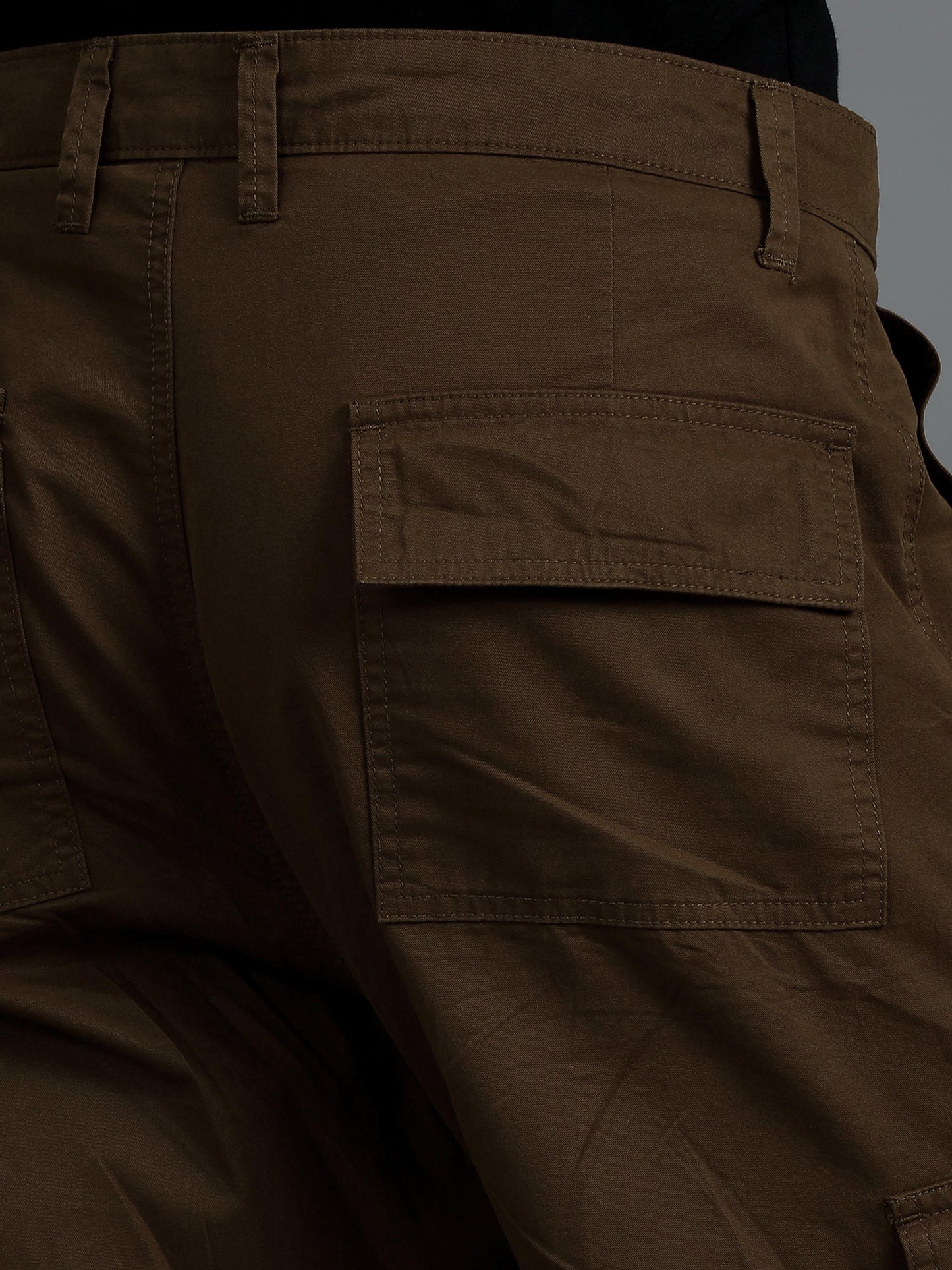 Men 2 Cotton Relaxed Fit Cargo Trousers, Brown khakhi