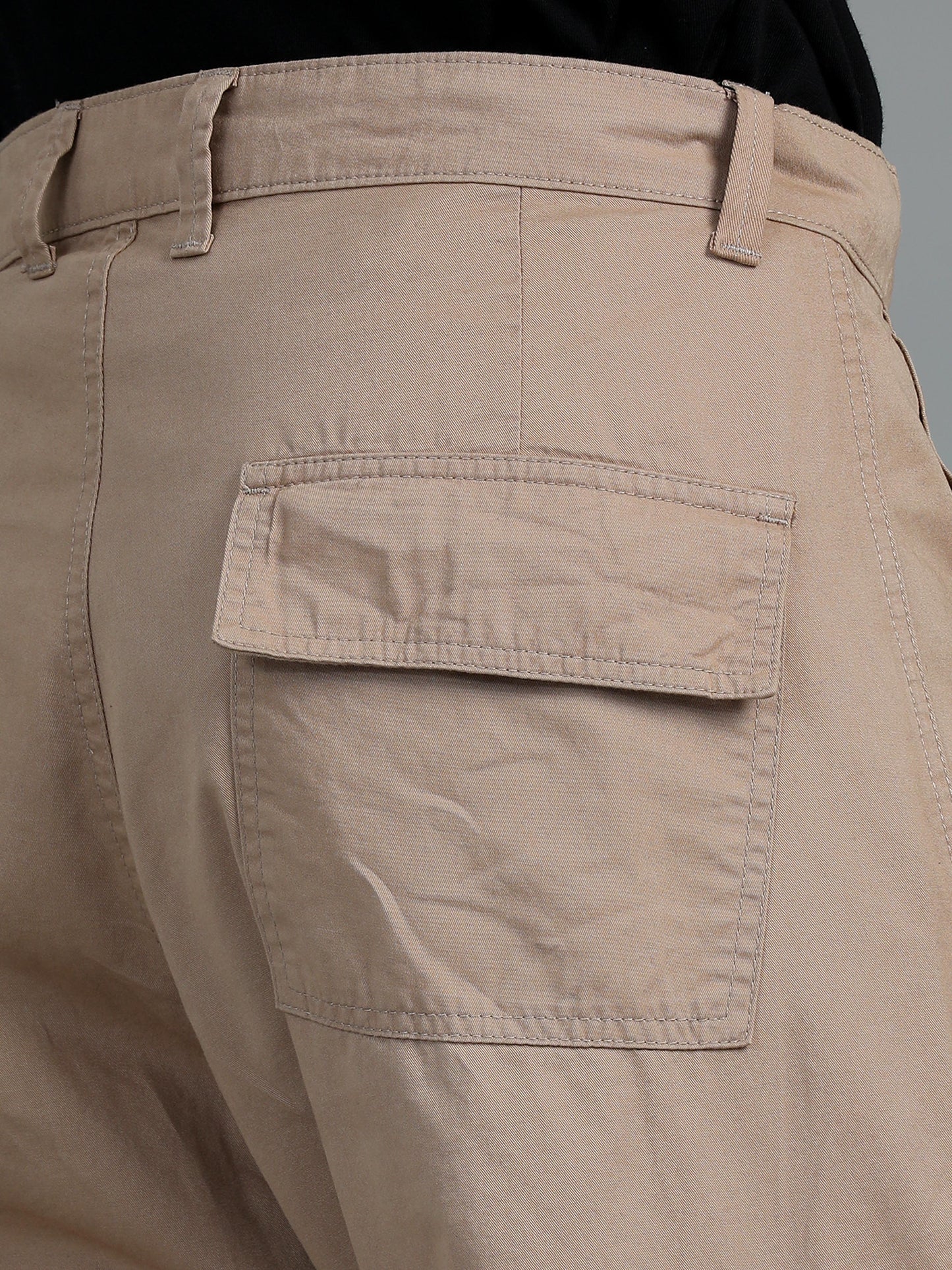 Men 2 Cotton Relaxed Fit Cargo Trousers, Beige , Moss Green