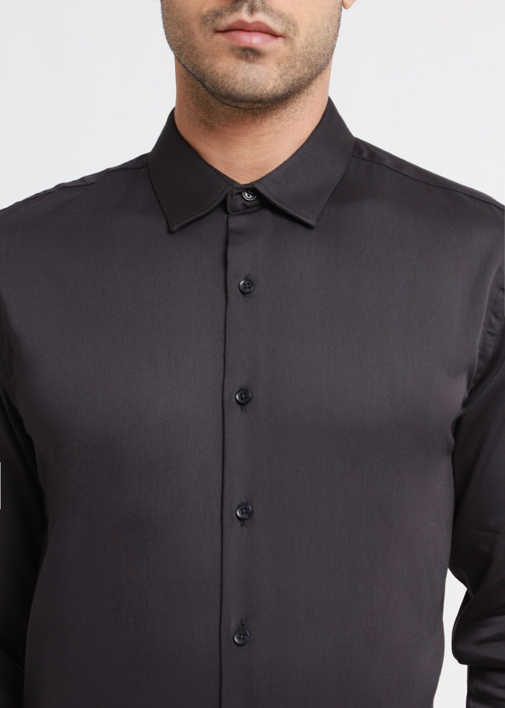 Quarry Gray Plain Satin Shirt