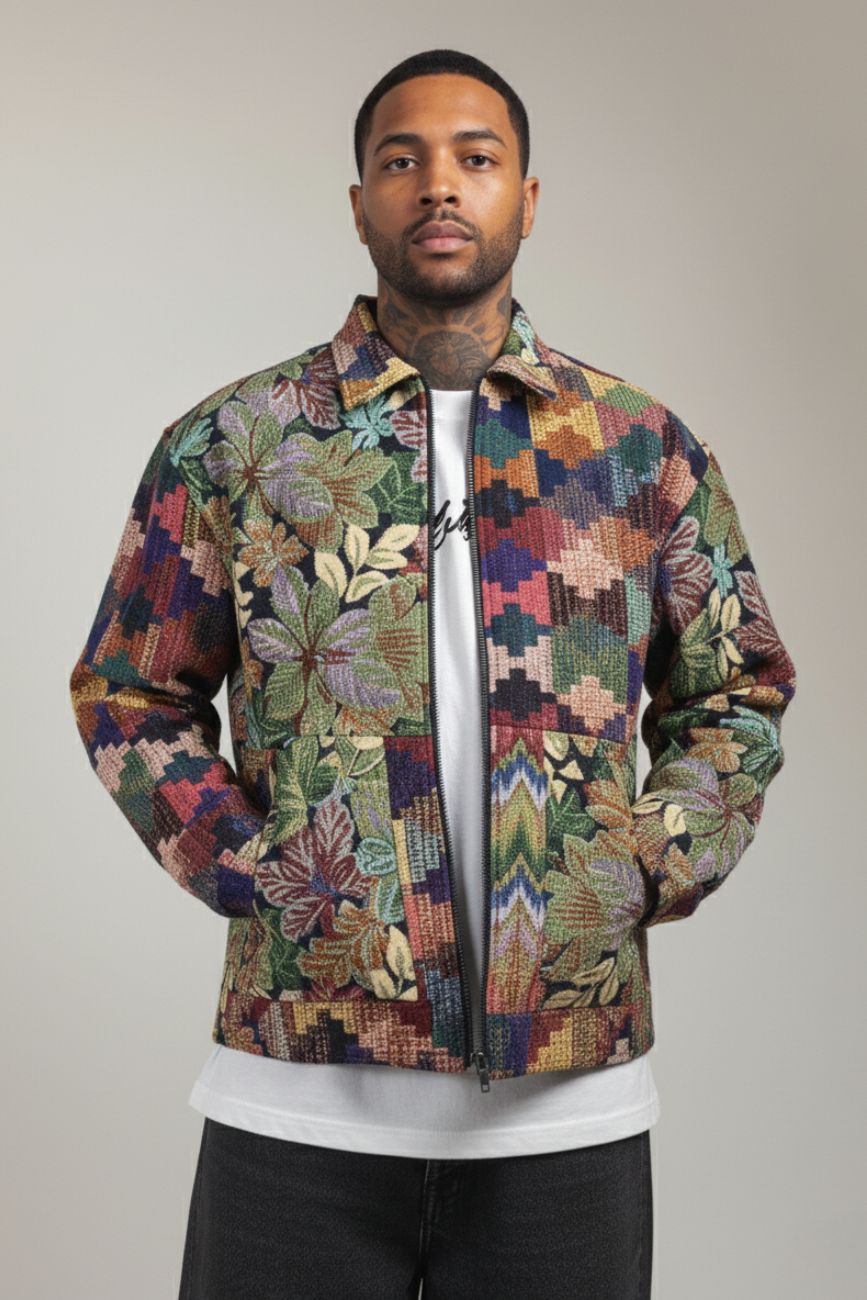 Flowers are dope // Jacquard Bomber Jacket