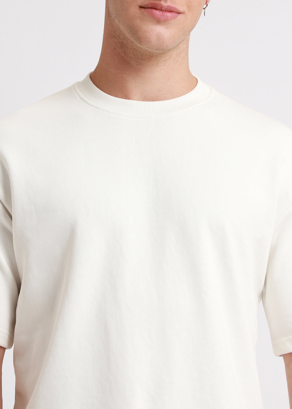 Merino White Plain Oversized Basic T-shirt