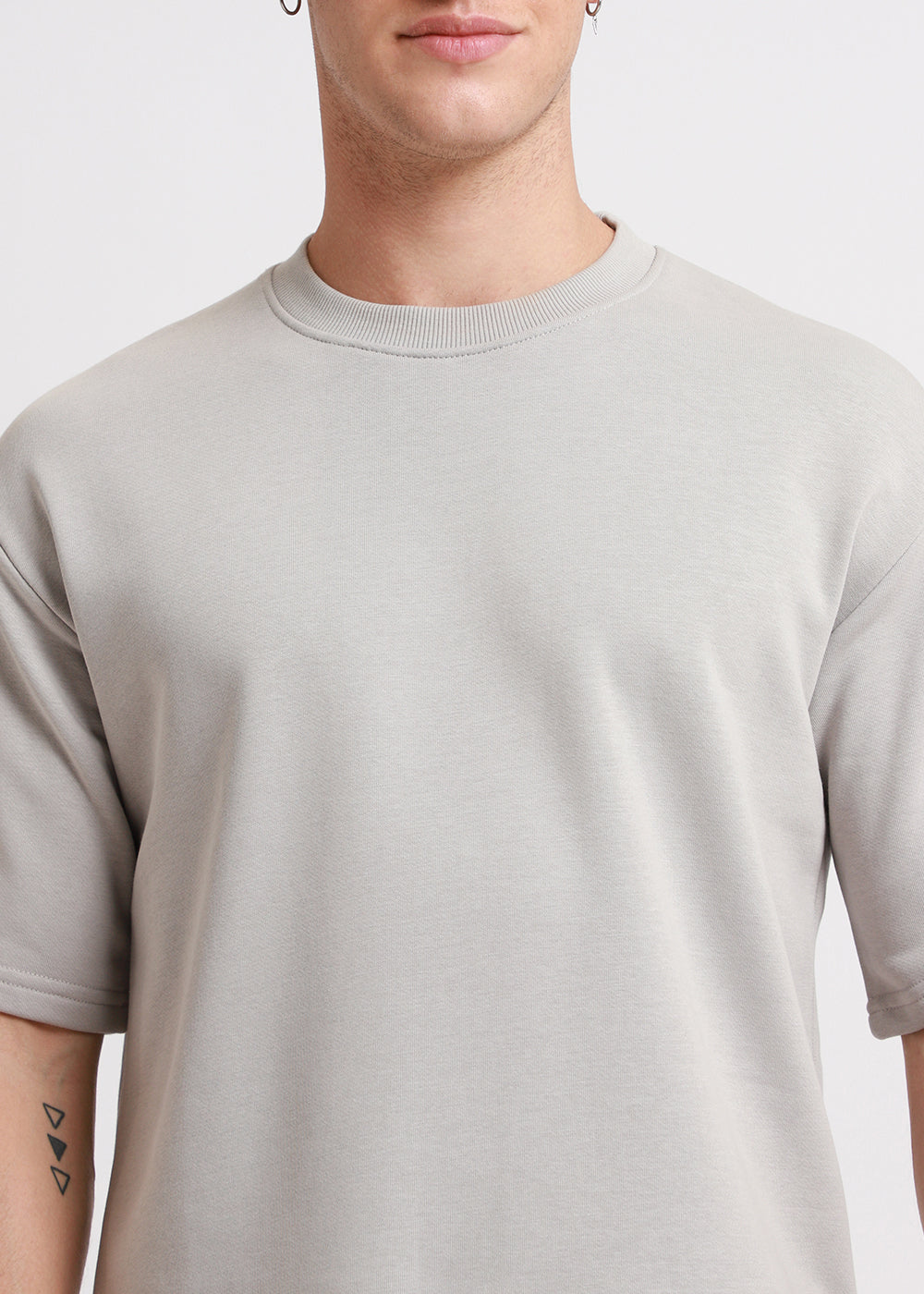 Pale Gray Plain Oversized Basic T-shirt