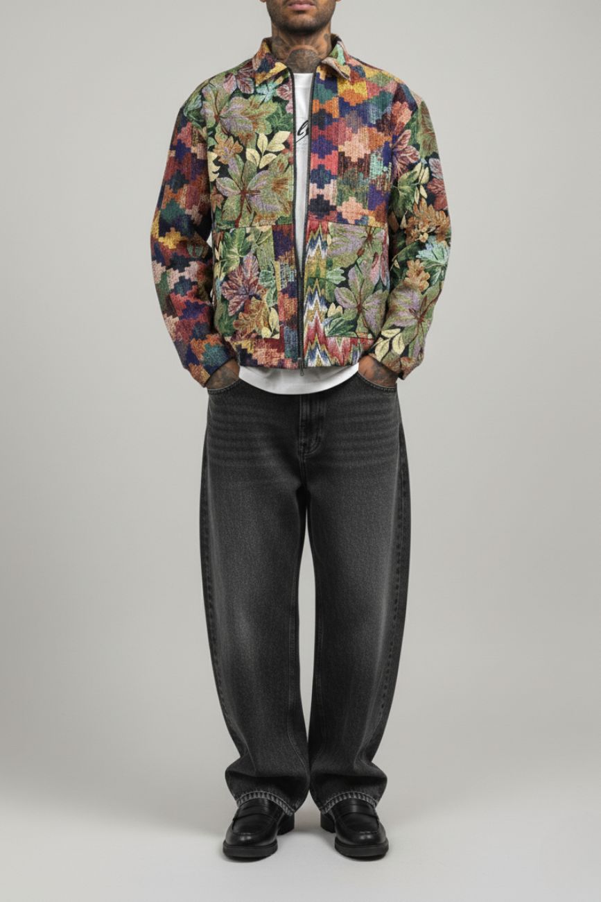 Flowers are dope // Jacquard Bomber Jacket
