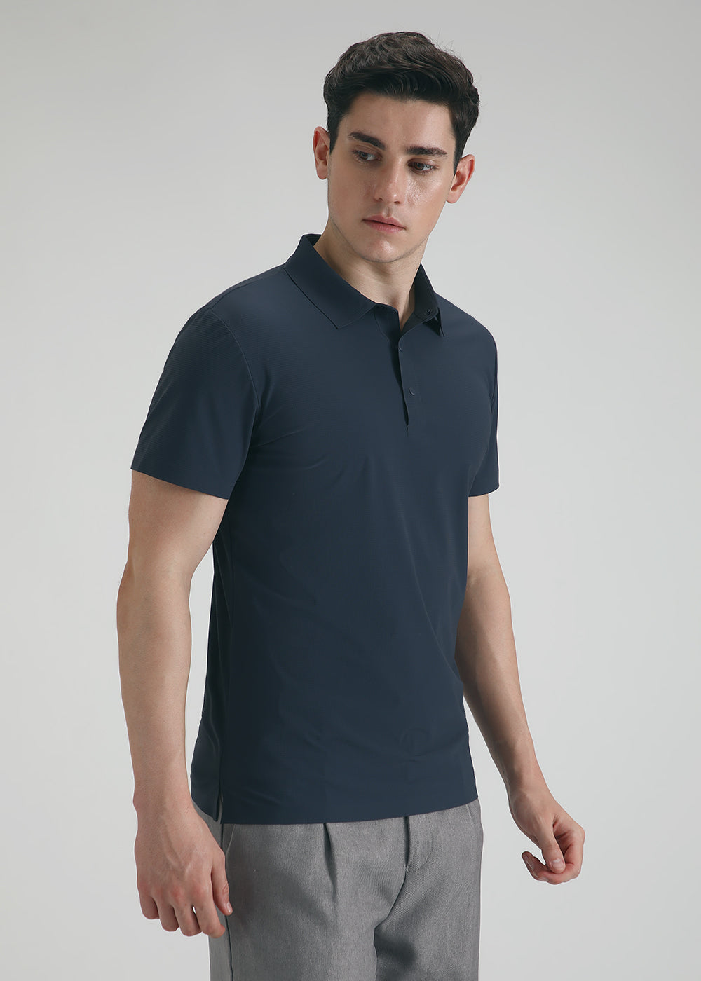 Self Blue Plain Stitchless Polo T-shirt