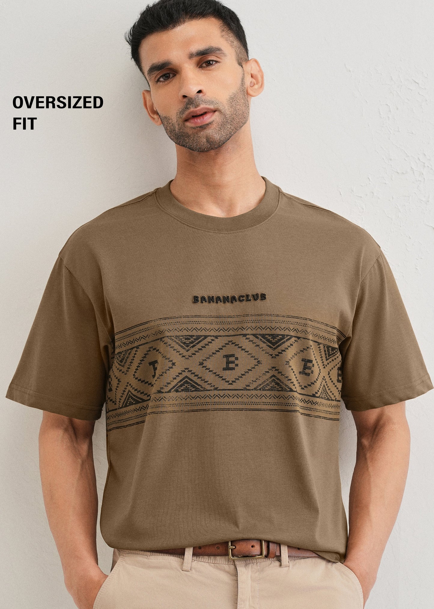 Olive Aztec Printed Oversized T-shirt
