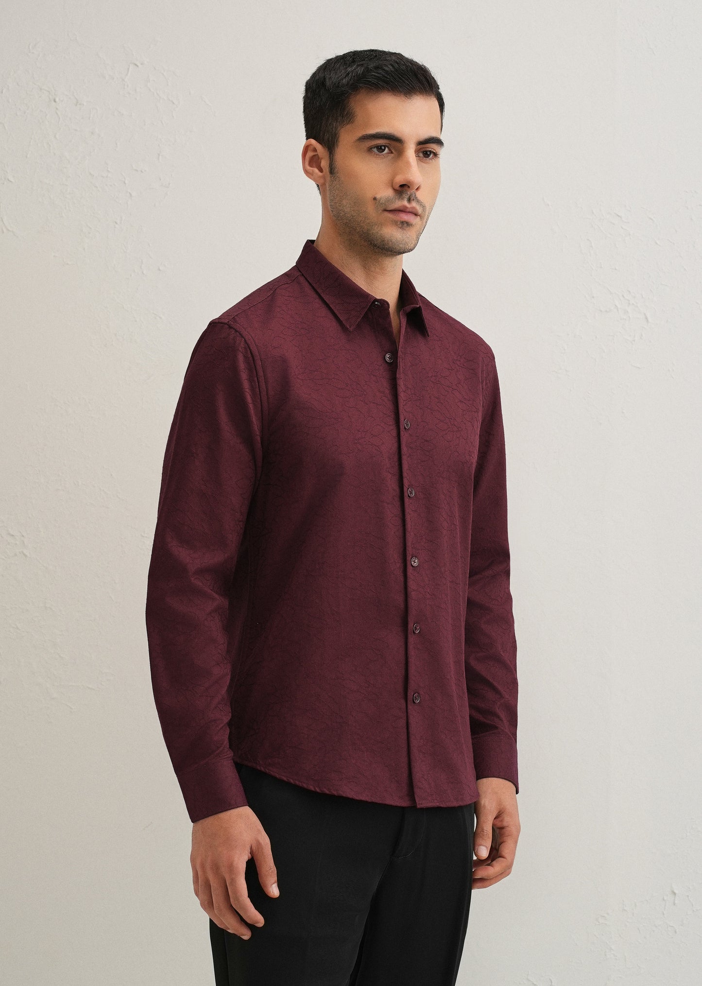 Antique Maroon Floral Jacquard Shirt