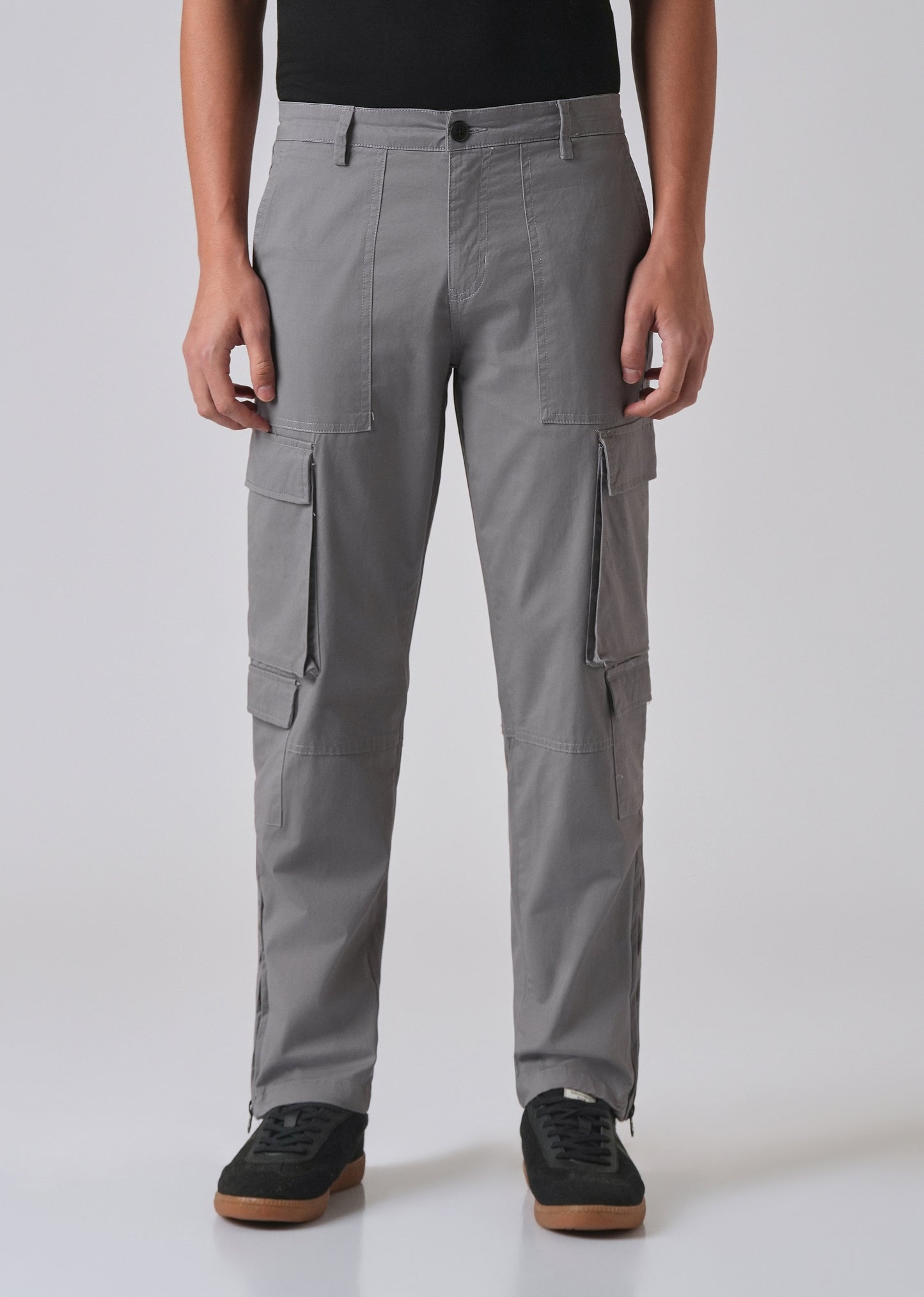Artic Grey Zipper Cargo Pant