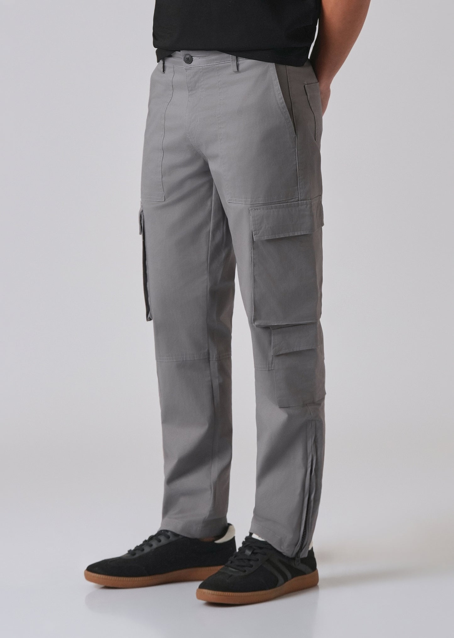 Artic Grey Zipper Cargo Pant