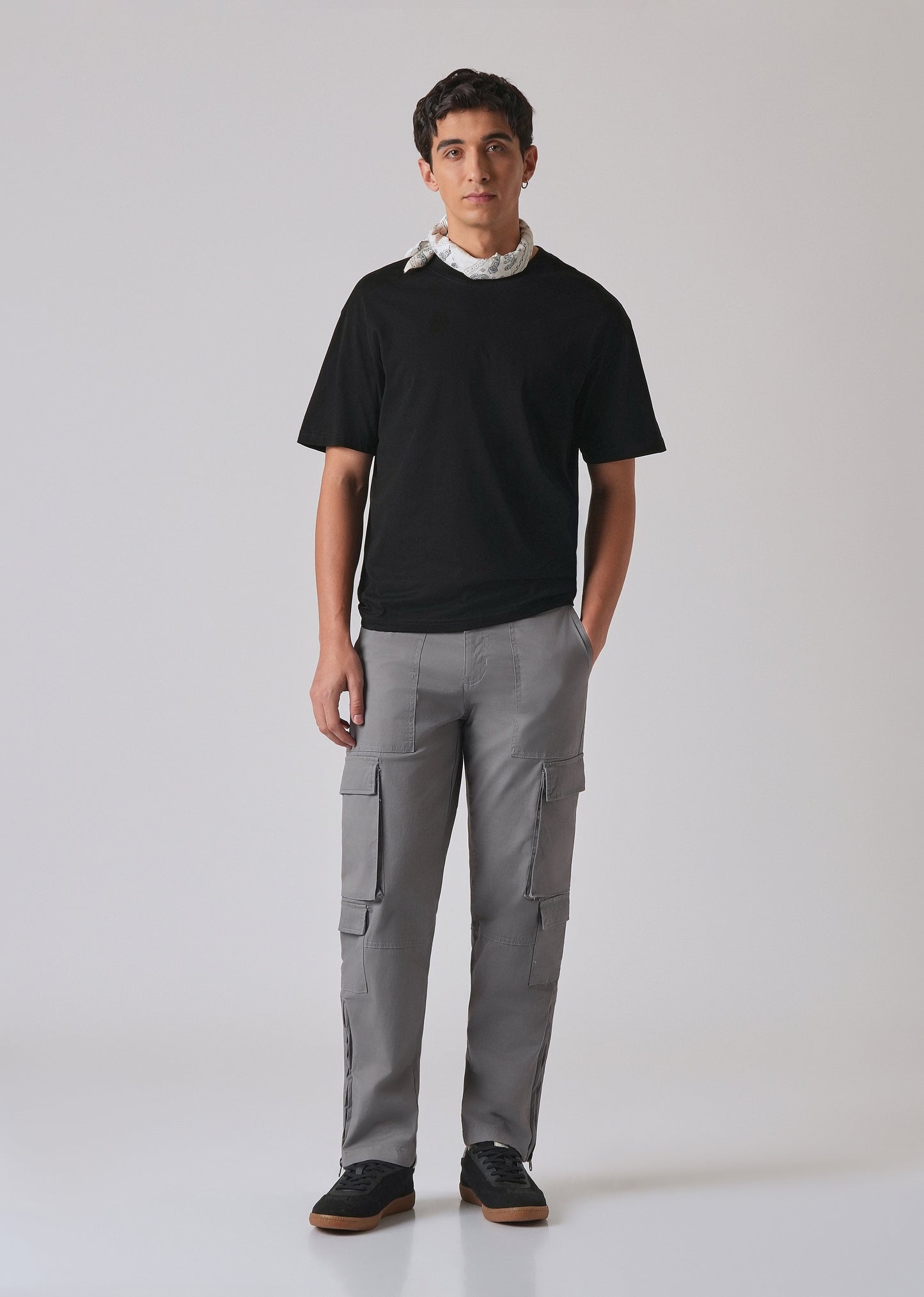 Artic Grey Zipper Cargo Pant