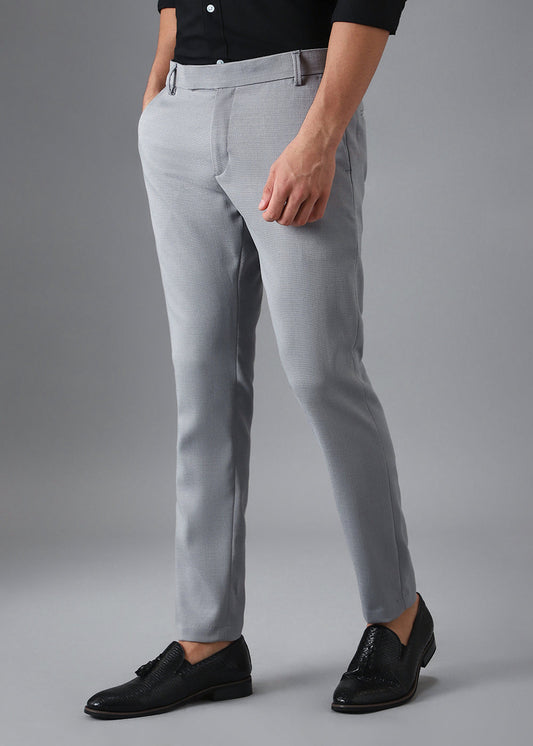 Ash Grey Blended Linen Formal Trouser