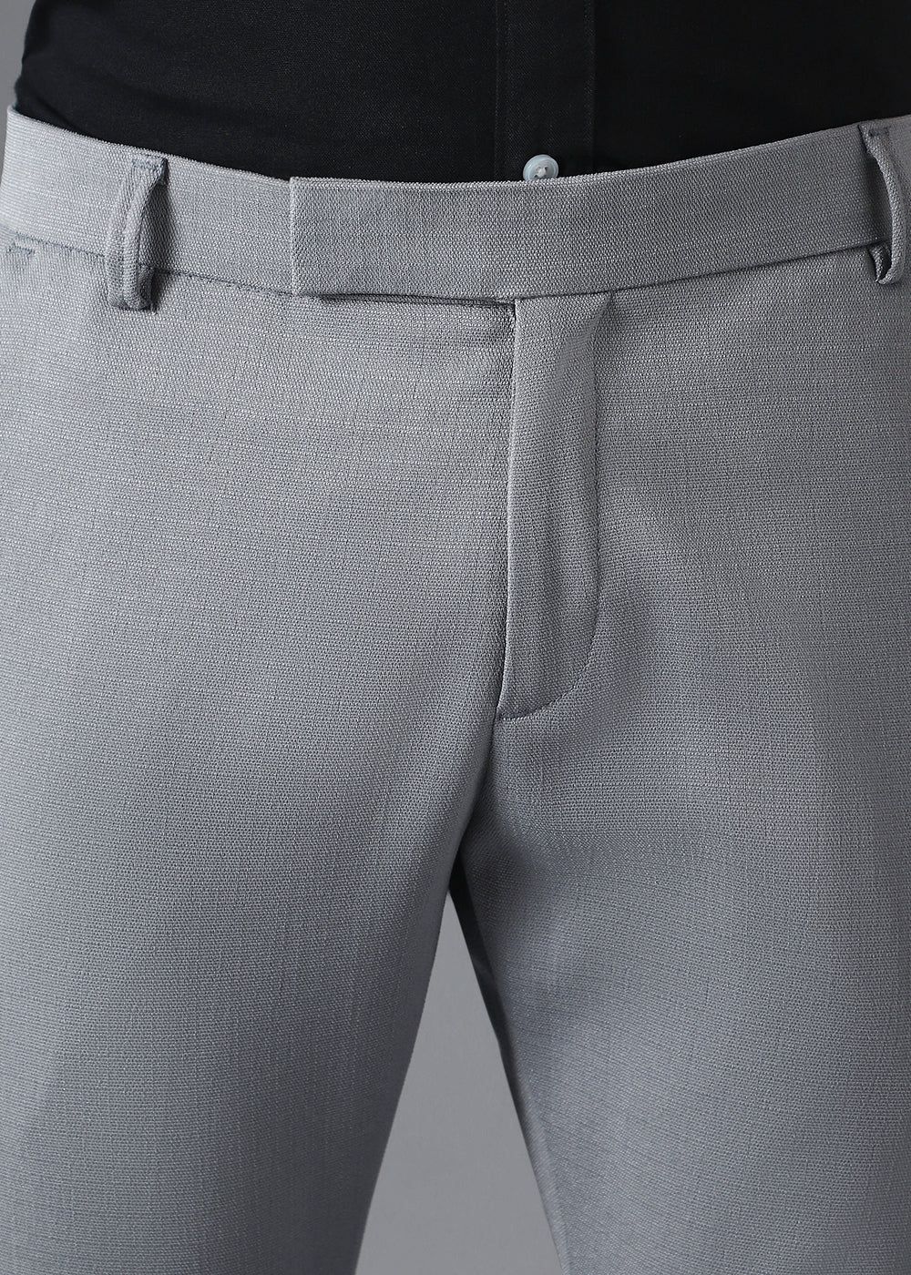 Ash Grey Blended Linen Formal Trouser