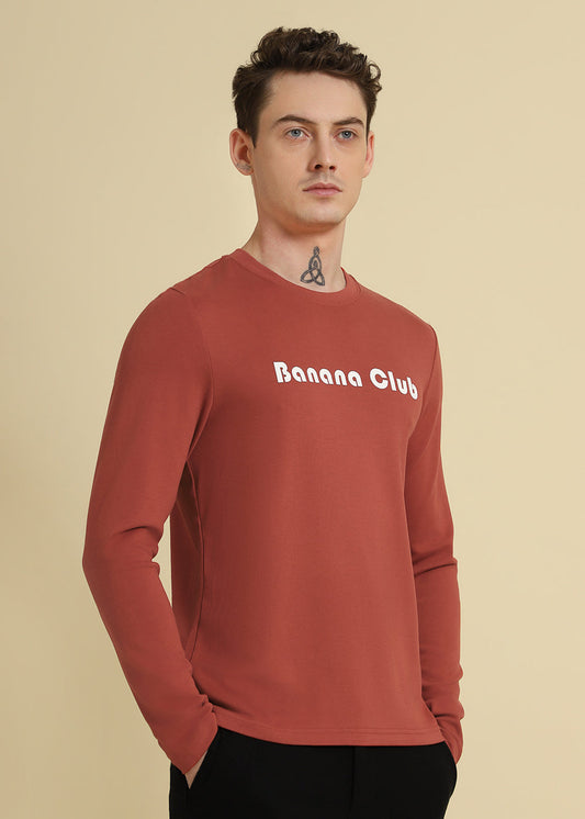 Banana Club Red Plain Regular Fit T-shirt