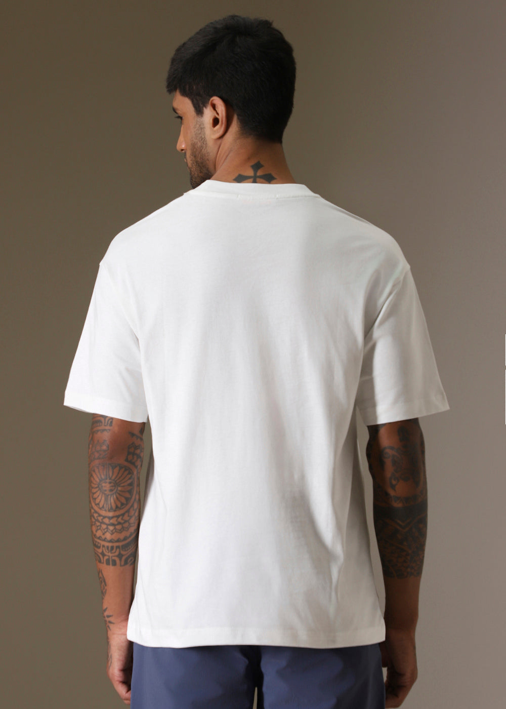 Banana Club Embossed White Plain Oversized Fit T-shirt