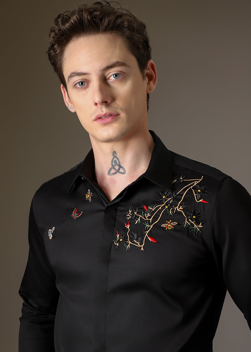 Beeclub Needle Work Black Designer Shirt