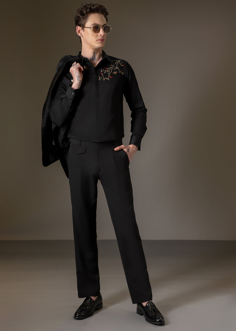Beeclub Needle Work Black Designer Shirt