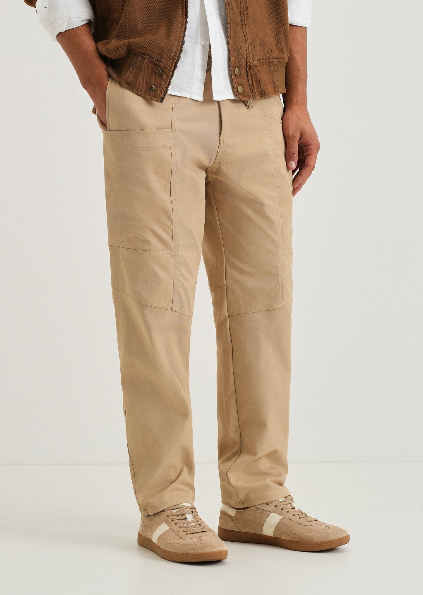 Beige Drawstring Panel Cargo
