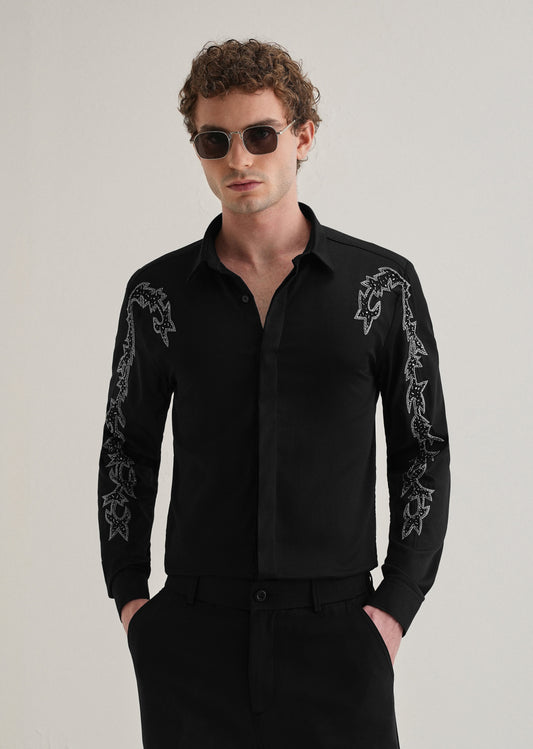 Black Embellished Designer Shirt