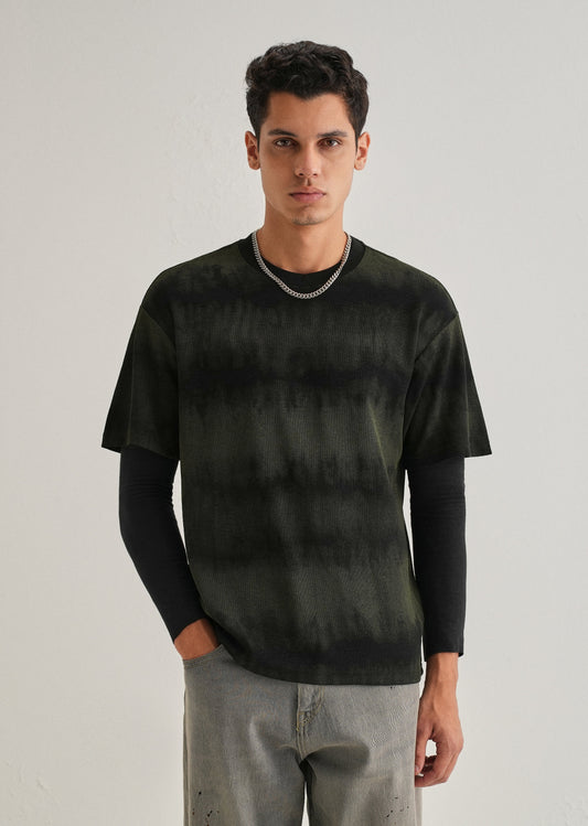 Black Olive Tie & Dye Oversized T-shirt