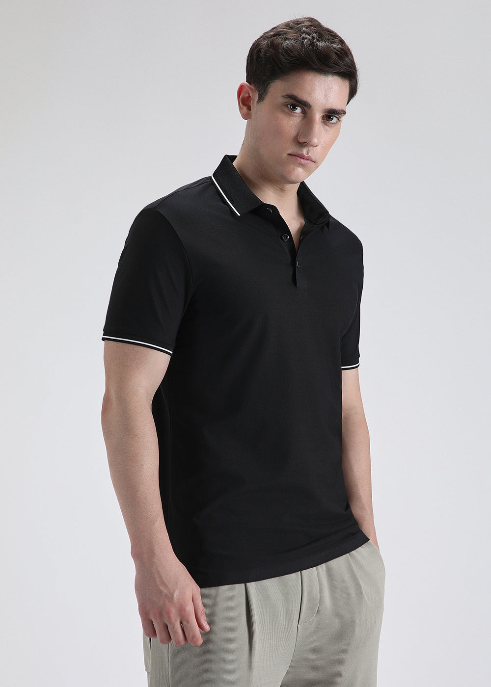Soft Black Plain Stitchless Polo T-shirt