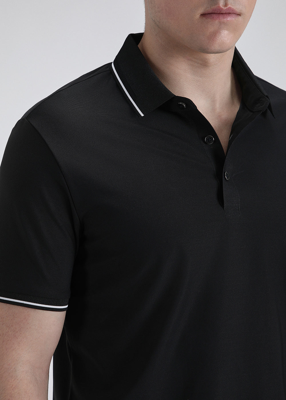 Soft Black Plain Stitchless Polo T-shirt