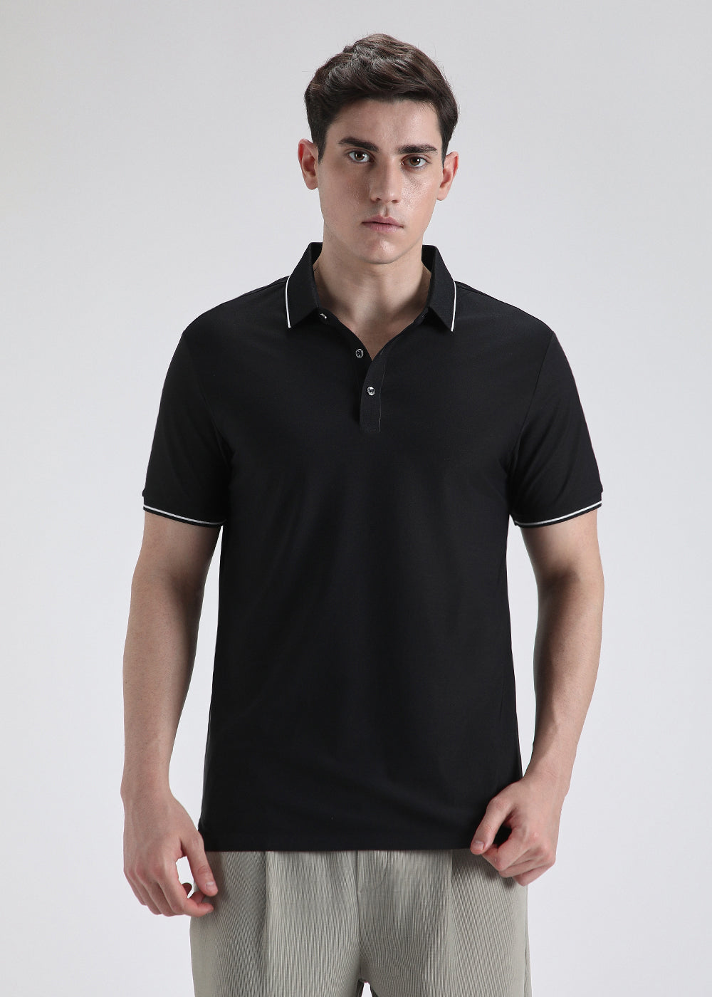 Soft Black Plain Stitchless Polo T-shirt