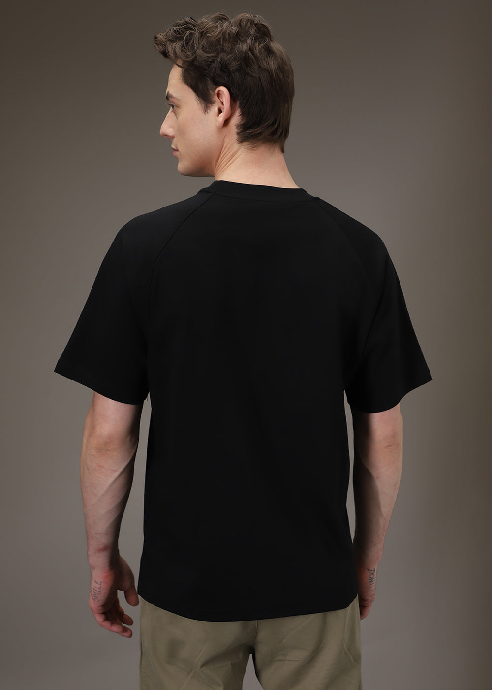 Black Plain Raglan Oversized T-shirt