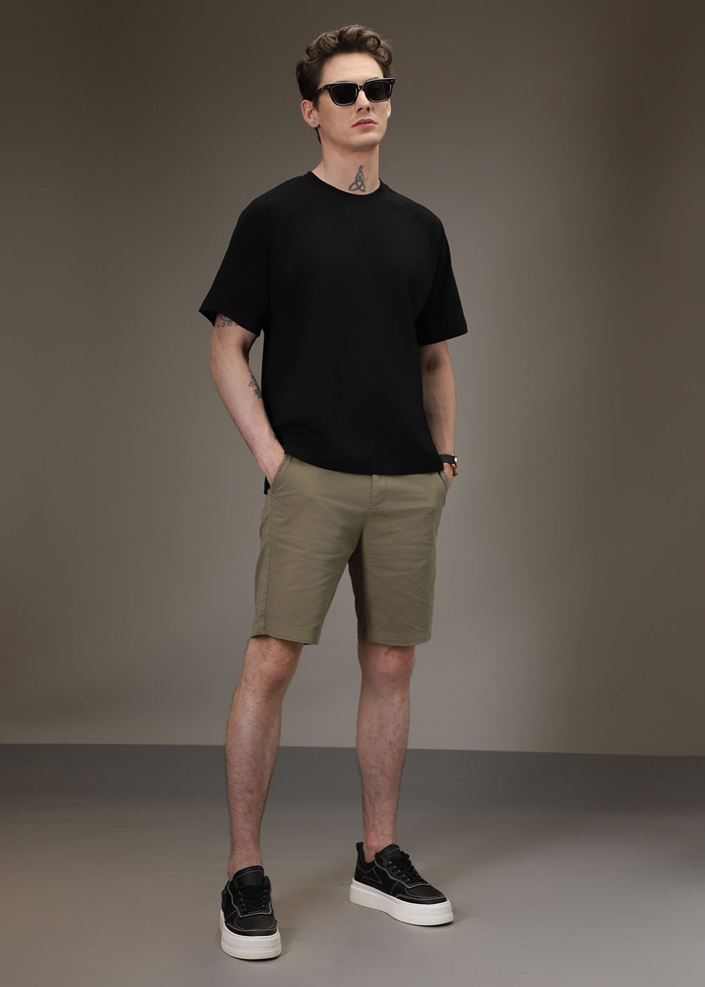 Black Plain Raglan Oversized T-shirt