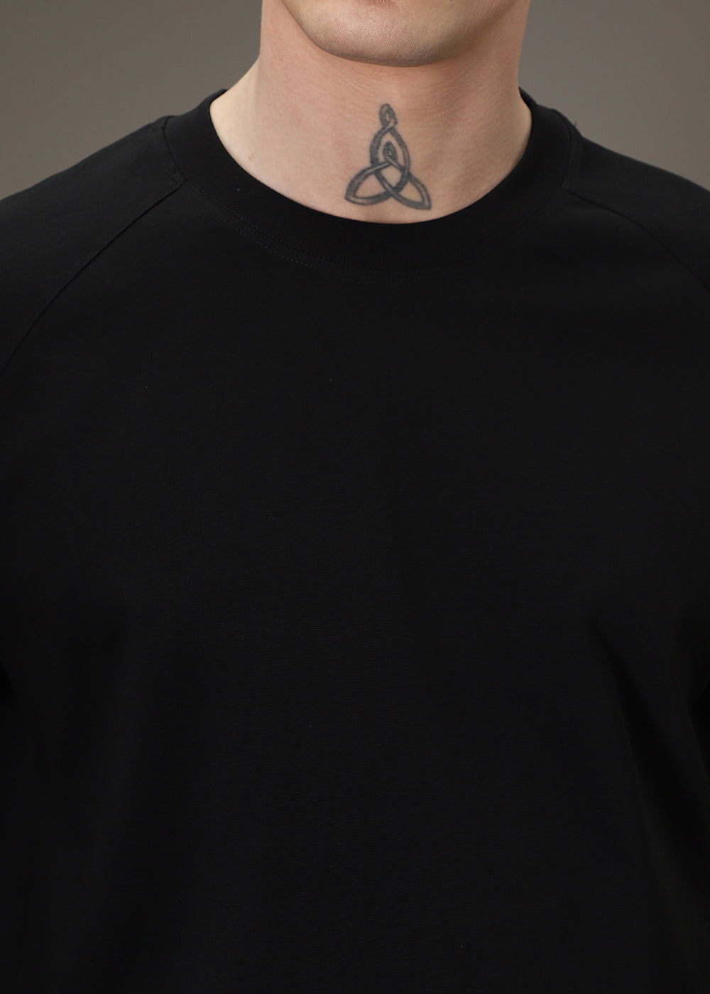 Black Plain Raglan Oversized T-shirt