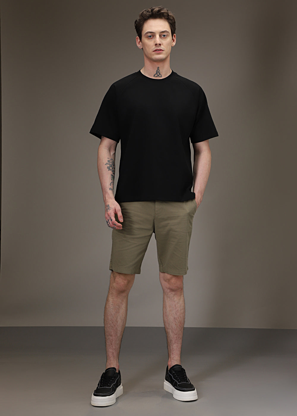 Black Plain Raglan Oversized T-shirt