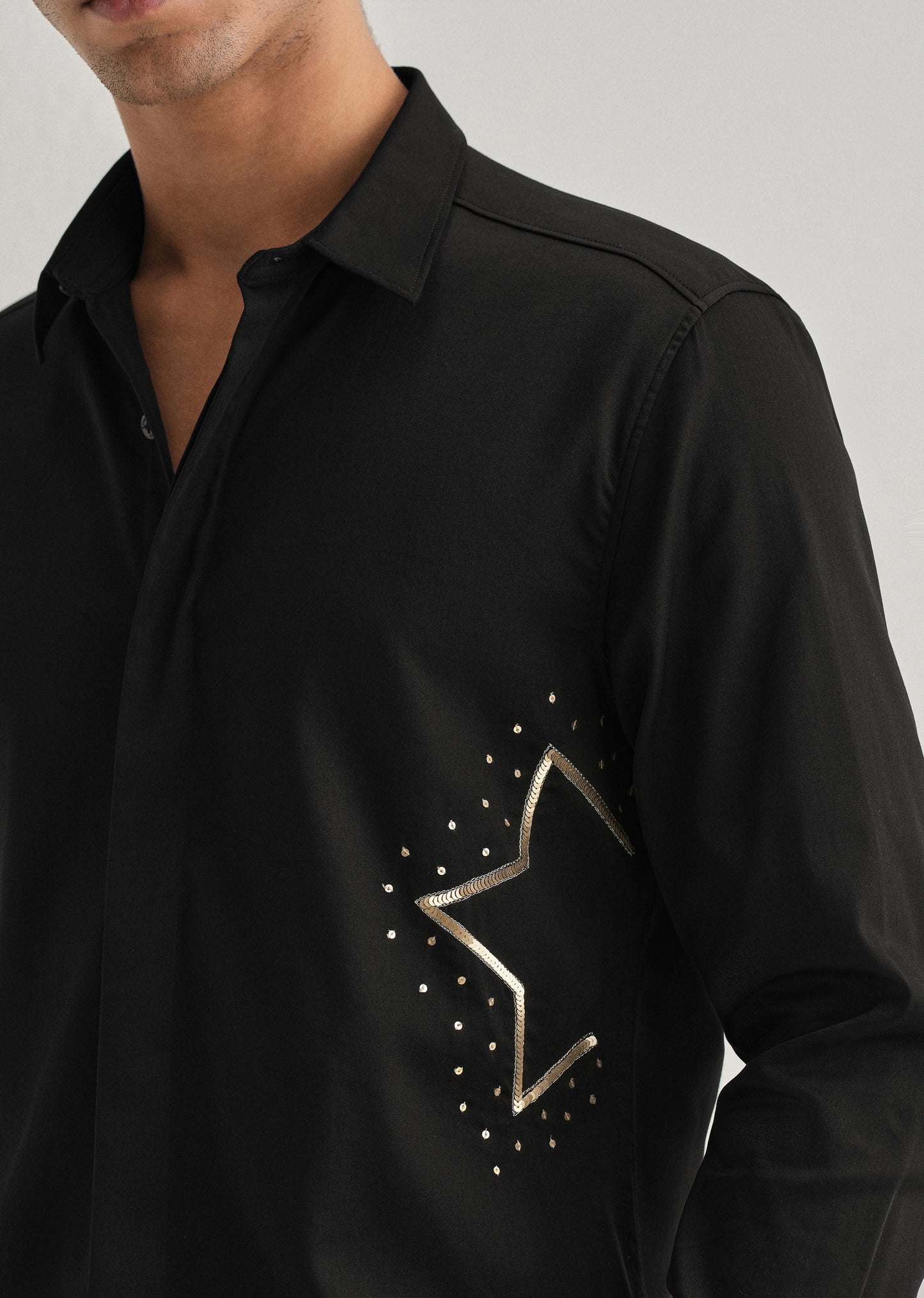 Black Sequence Star Designer Shirt