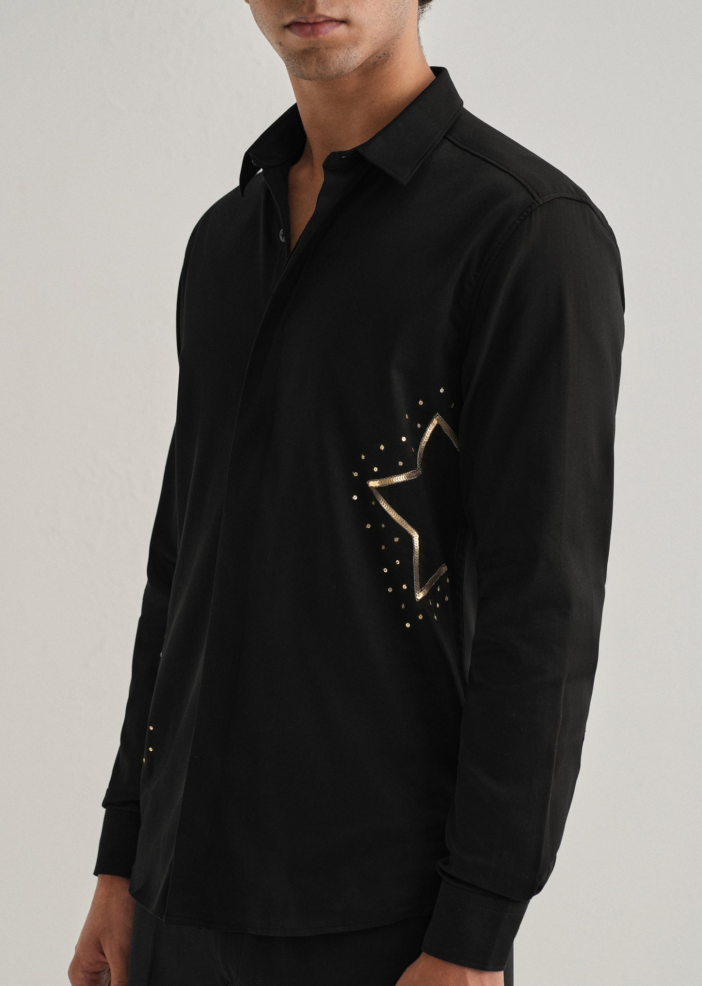 Black Sequence Star Designer Shirt