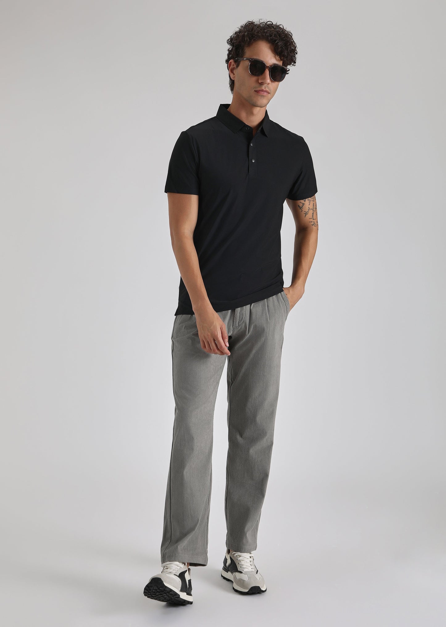 Black Plain Stitchless Polo T-shirt