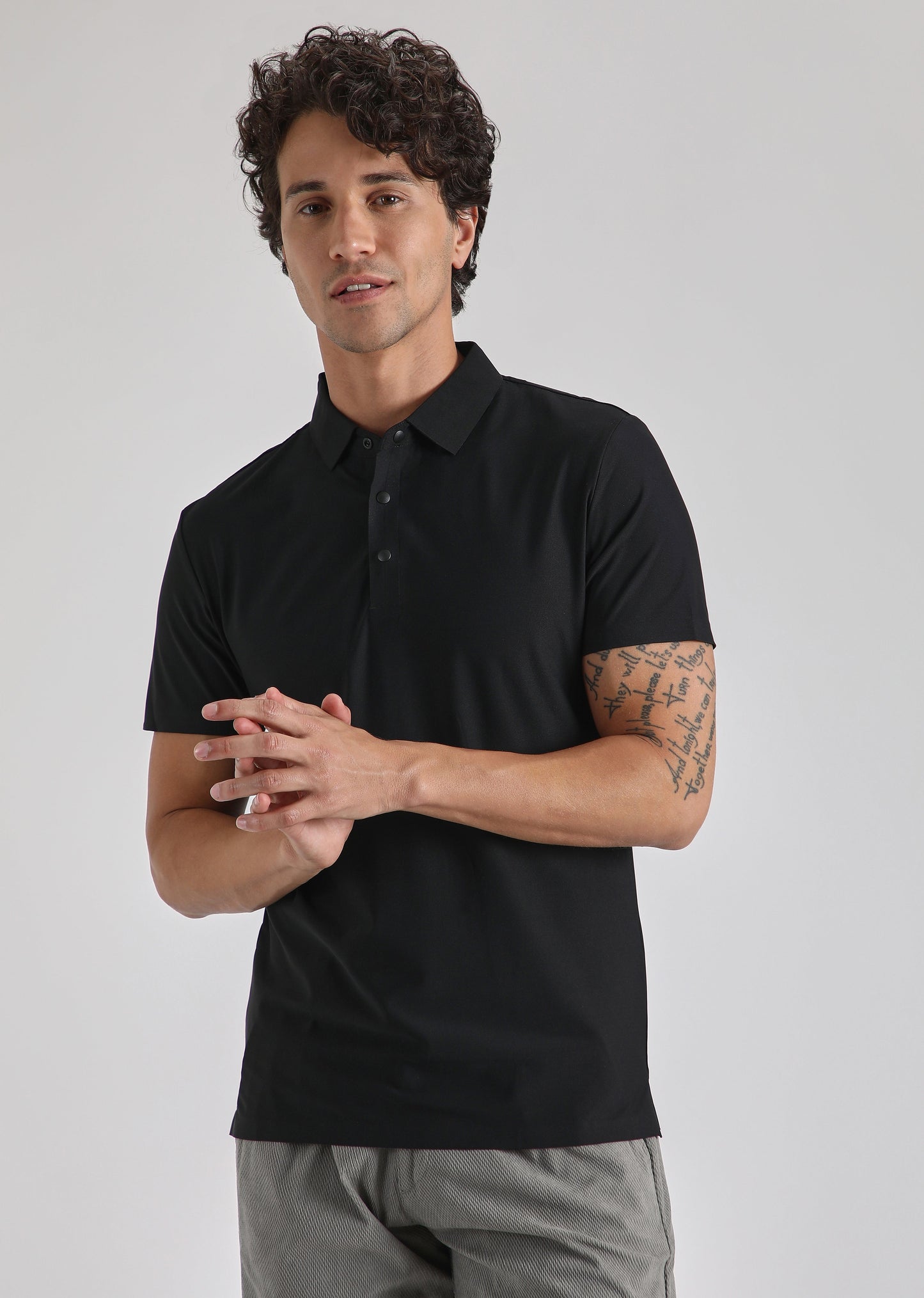 Black Plain Stitchless Polo T-shirt