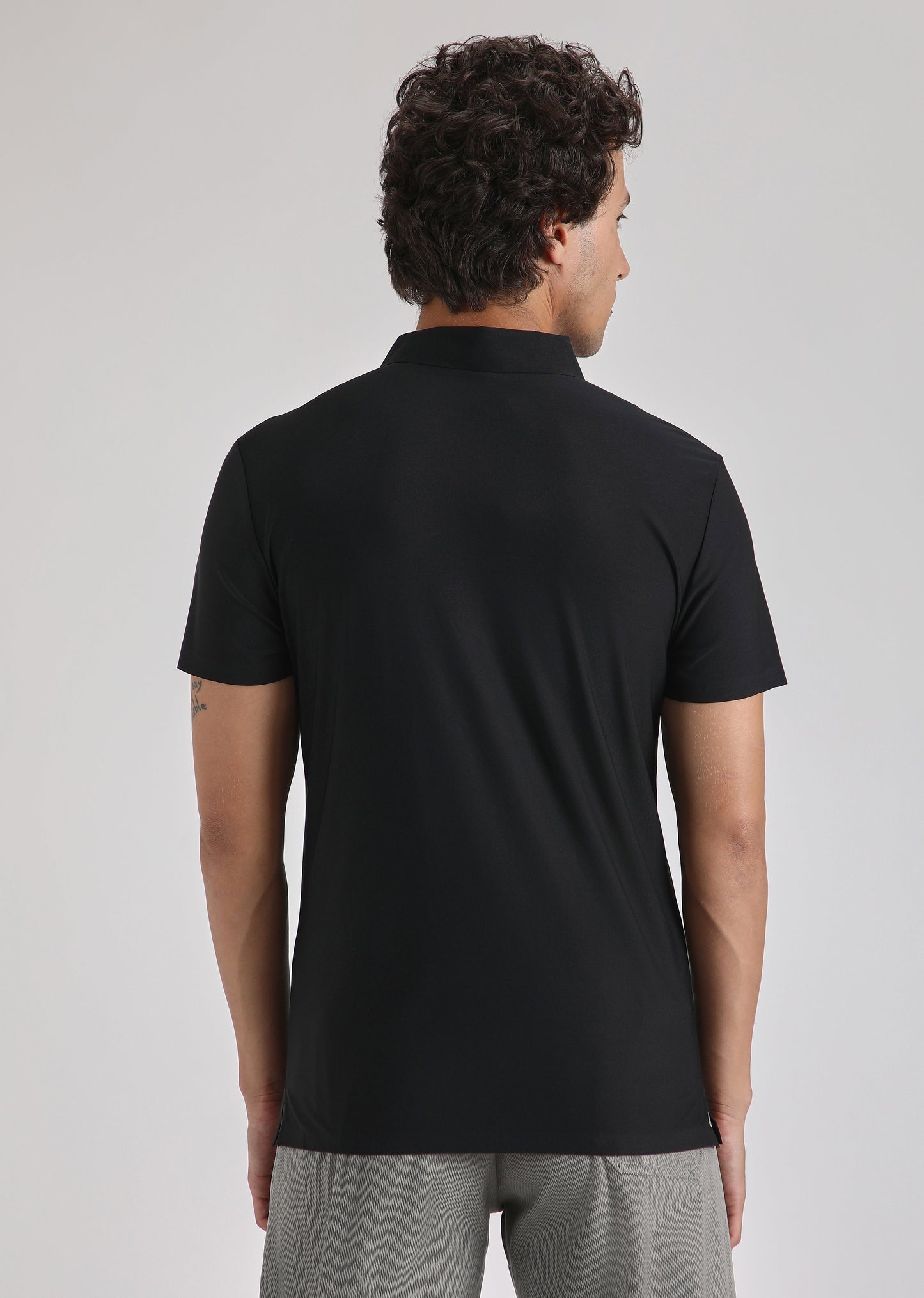 Black Plain Stitchless Polo T-shirt