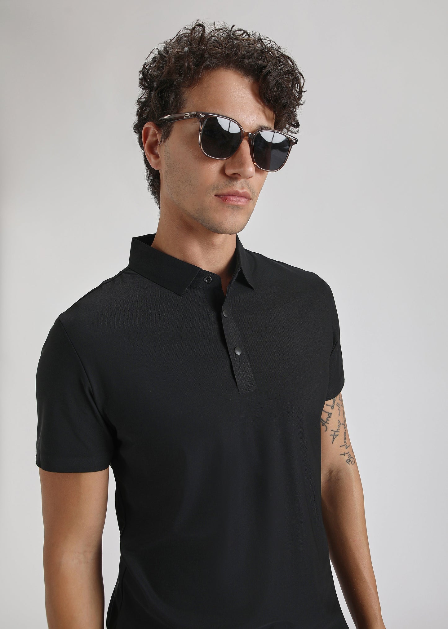 Black Plain Stitchless Polo T-shirt