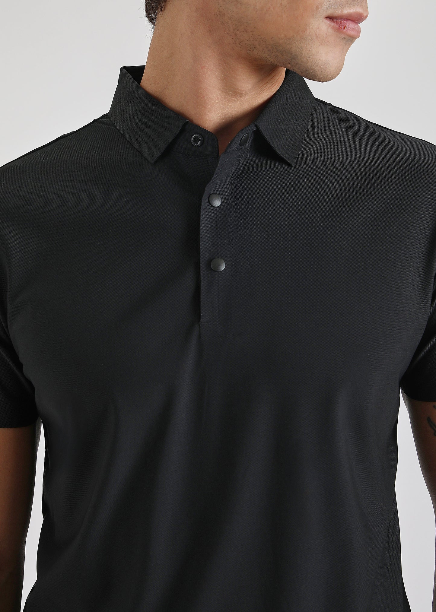 Black Plain Stitchless Polo T-shirt