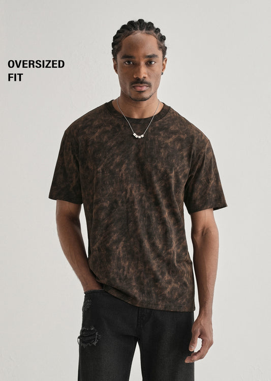 Black Brown Brushstroke Oversized T-shirt
