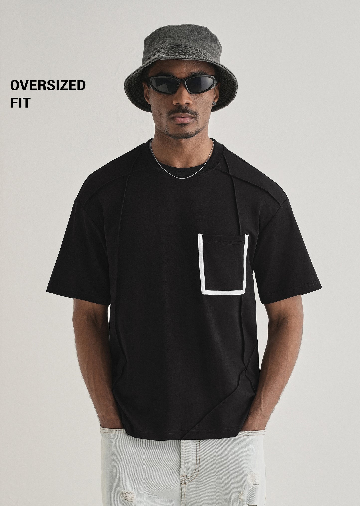 Black Cut & Sew Oversized T-shirt