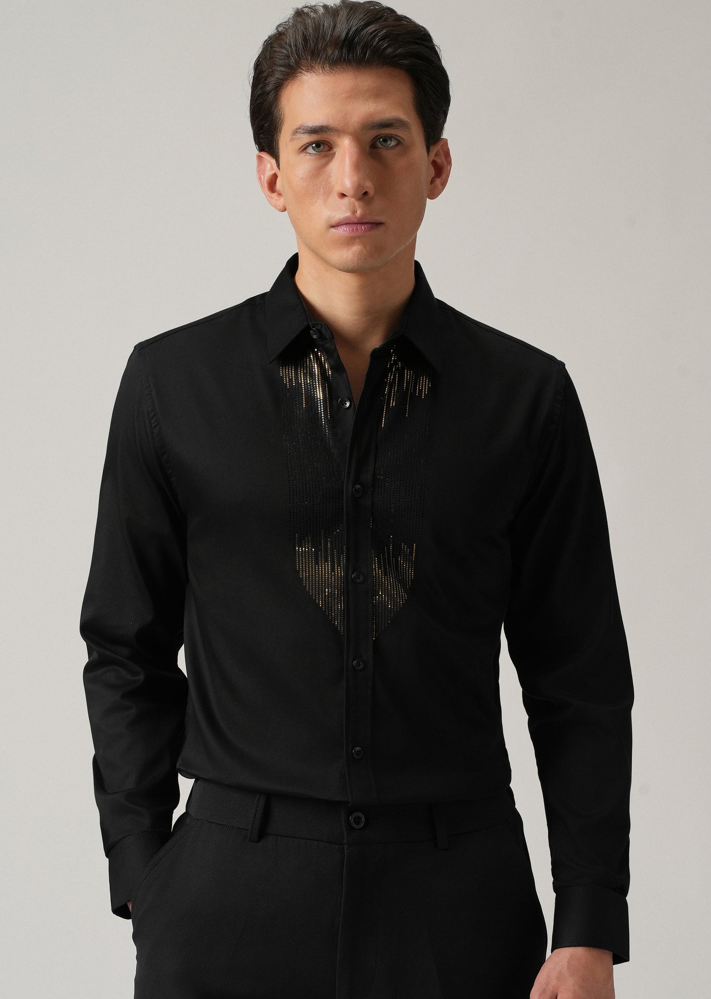 Black Micro-Stud Designer Shirt