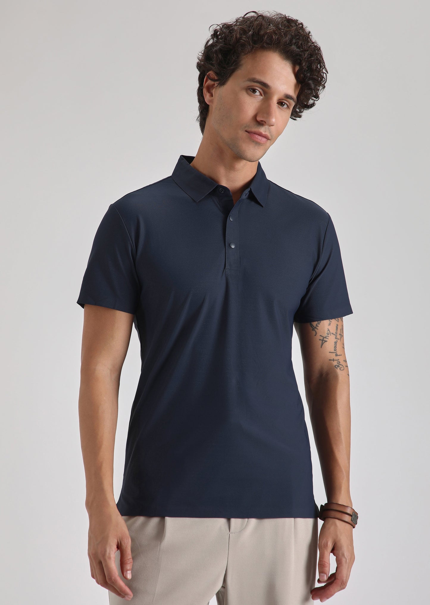 Blue Plain Stitchless Polo T-shirt